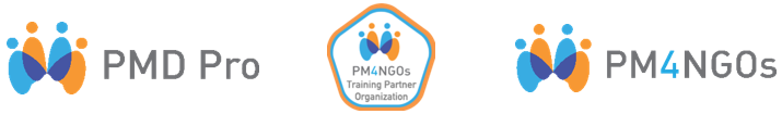 Logos of PMD Pro, PM4NGOs Training Partner Organization, and PM4NGOs